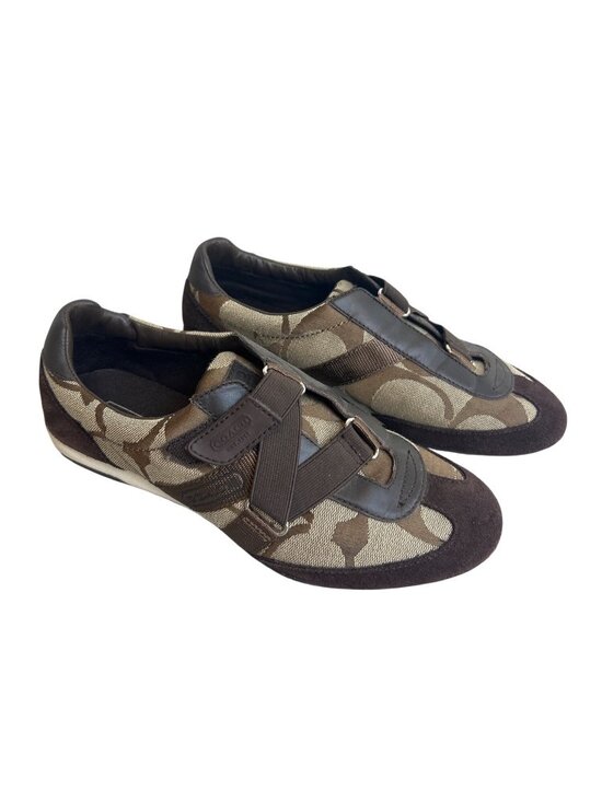 Coach Shoes - Coach Kyra Sneakers Women's 8M Brown Monogram Strap Y2K Designer Streetwear